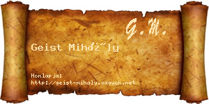 Geist Mihály névjegykártya