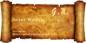 Geist Mihály névjegykártya